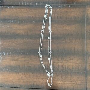 White House Black Market Silver Necklace with Crystal Details